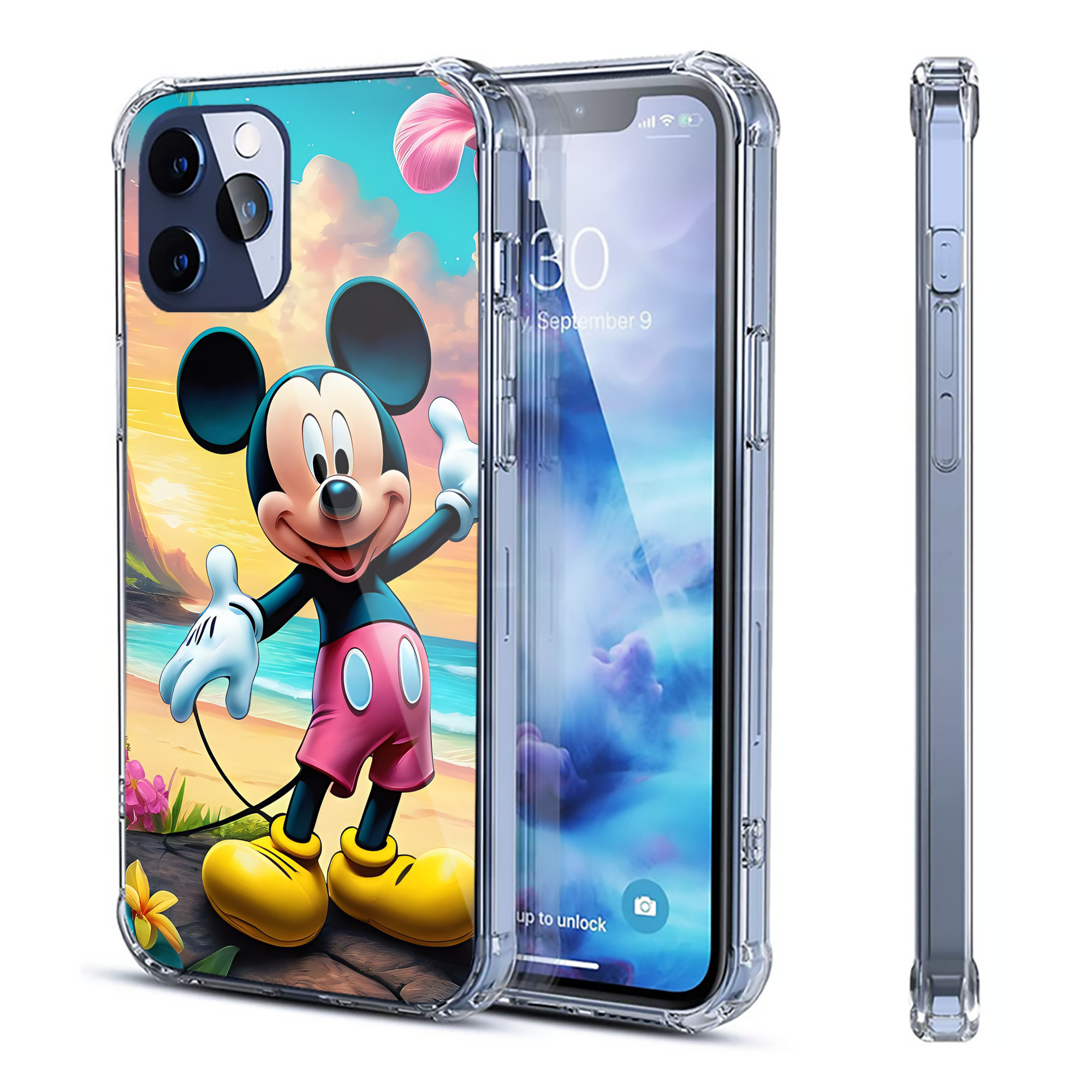 （画像用） ミッキーマウス Mickey Mouse 【iPhone 12シリーズ対応】透明スマホケース（クリアソフトケース）